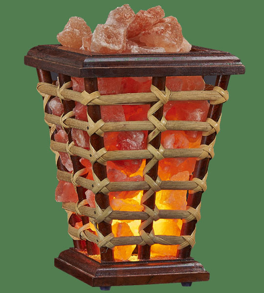 Himalayan Salt Lamp Wooden Cane Basket